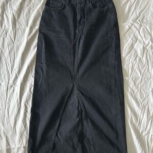 Mango Black Denim Midi Skirt